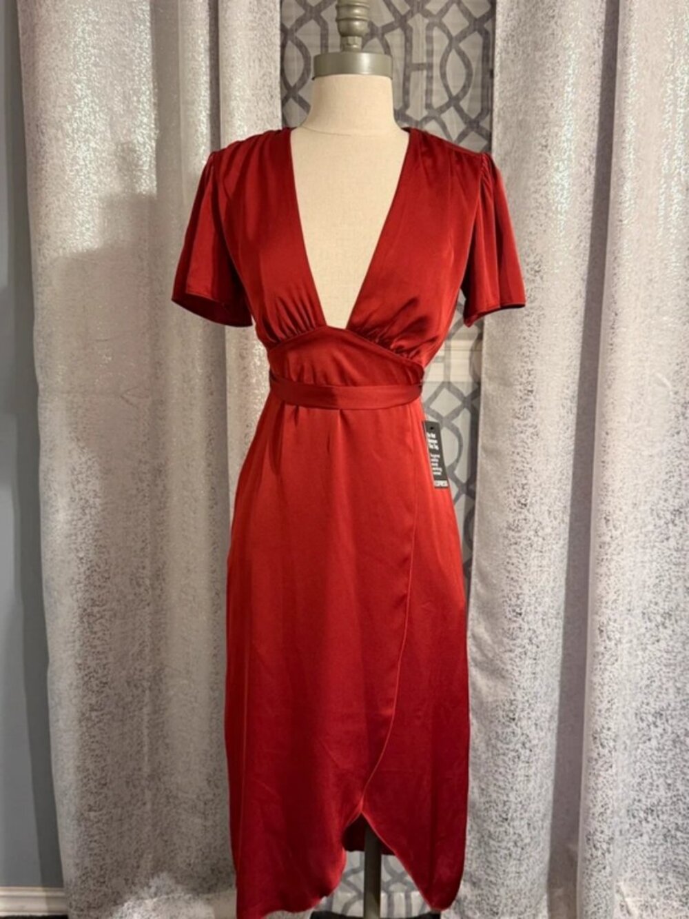 Red satin midi dress from Express